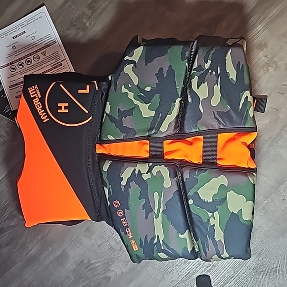 Hyperlite- Life Vest- Youth New With Tags- 55lbs-88lbs camo-orange-black-PFD - Picture 8 of 8